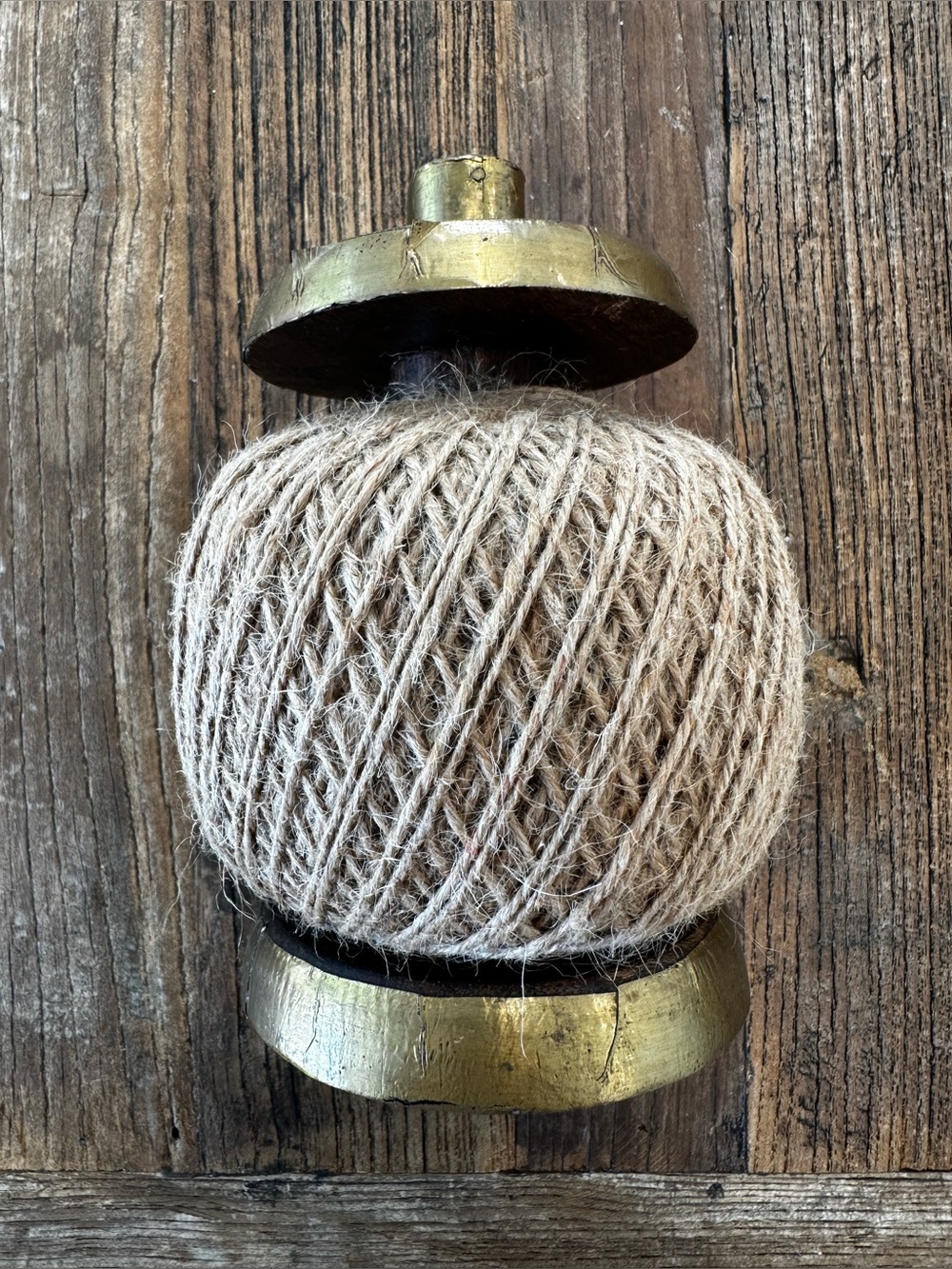 Rustic Natural Twine Accent with Brass-Tone Caps-craft ball